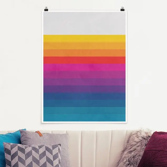 Retro Regenbogen Streifen Poster Rabatt