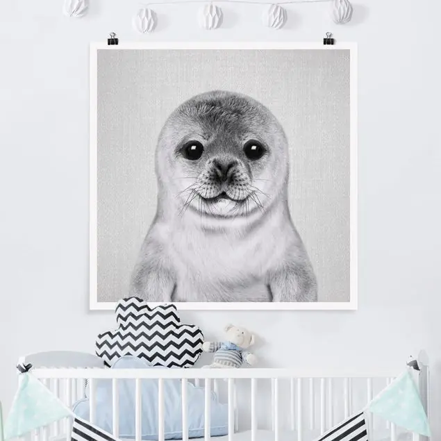 Baby Robbe Ronny Schwarz Weiß Poster Günstig