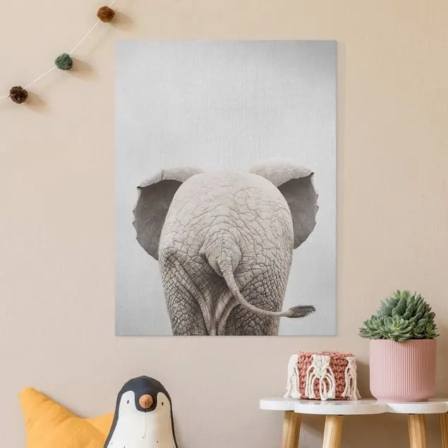 Neue Ware Baby Elefant von hinten Leinwandbild – Canvas