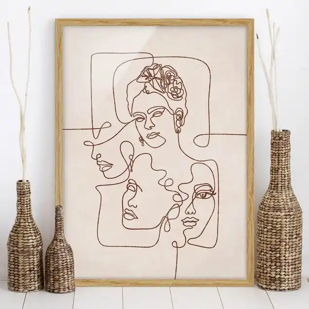 Boho Line Art - Portraits Bild mit Rahmen Highlight