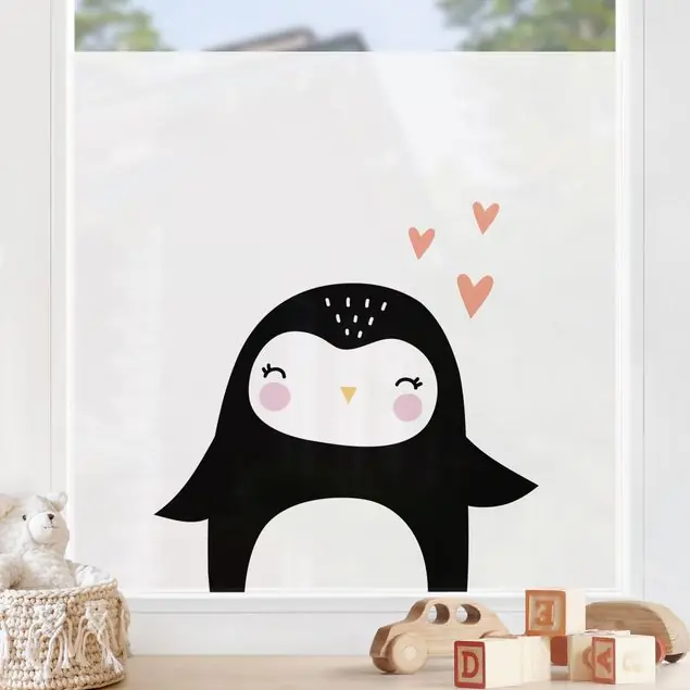 Pinguin mit Herz Fensterfolie Günstig