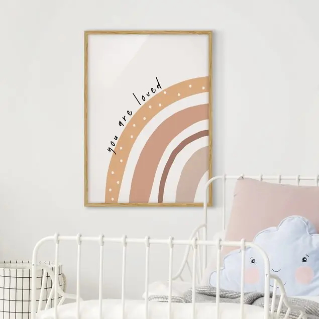 Boho Regenbogen - You are loved Bild mit Rahmen Garantierte Lieferung