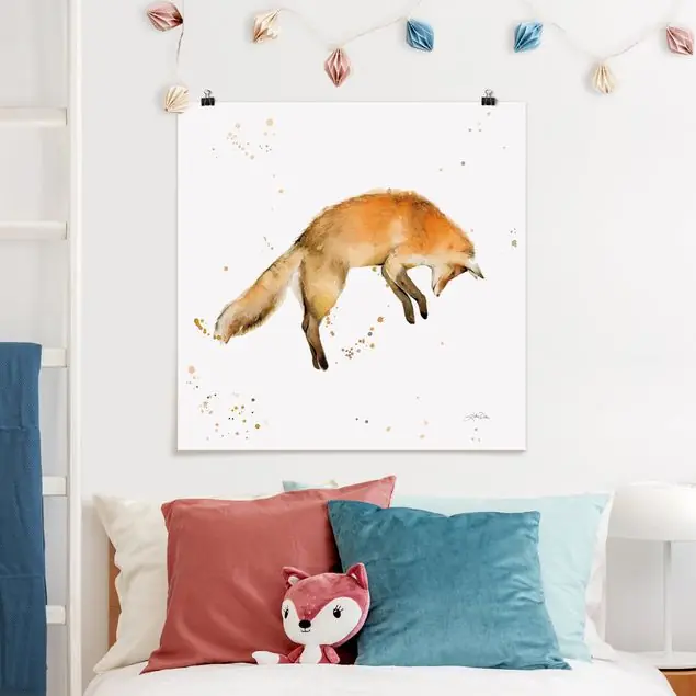 Springender Fuchs Poster Gratis Versand