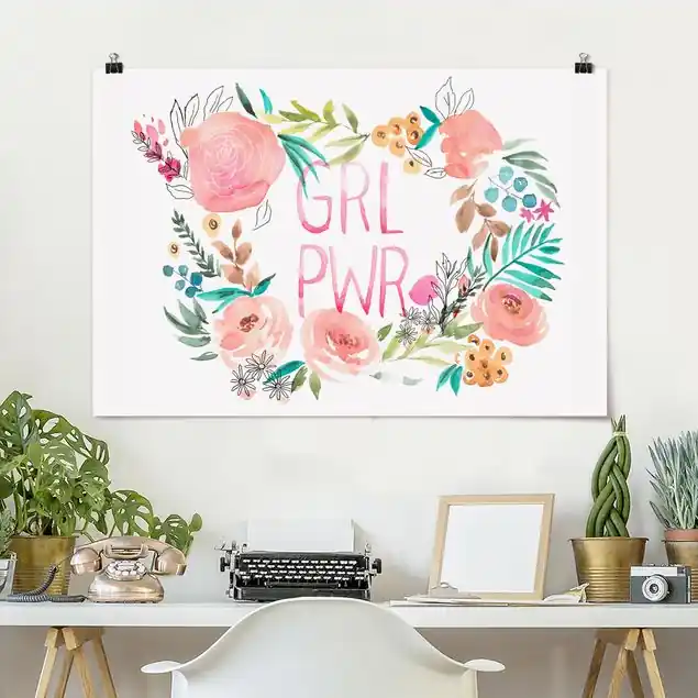 Rosa Blüten - Girl Power Poster - Querformat Jetzt Bestellen