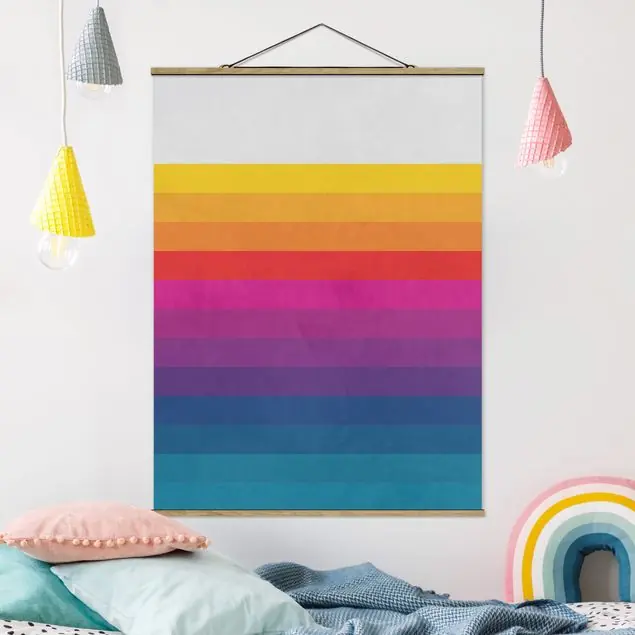 Retro Regenbogen Streifen Stoffbild Billig