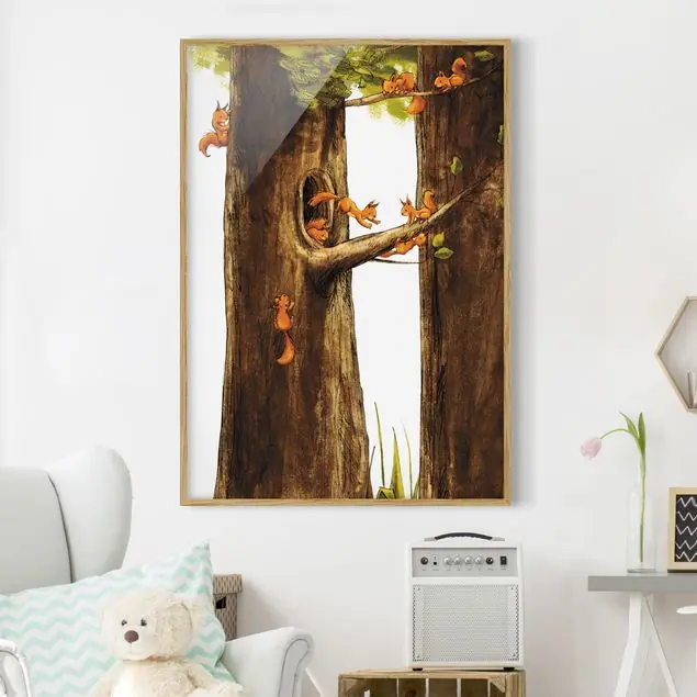 Finale Aktion Zuhause der Einhörnchen Bild mit Rahmen - Hochformat