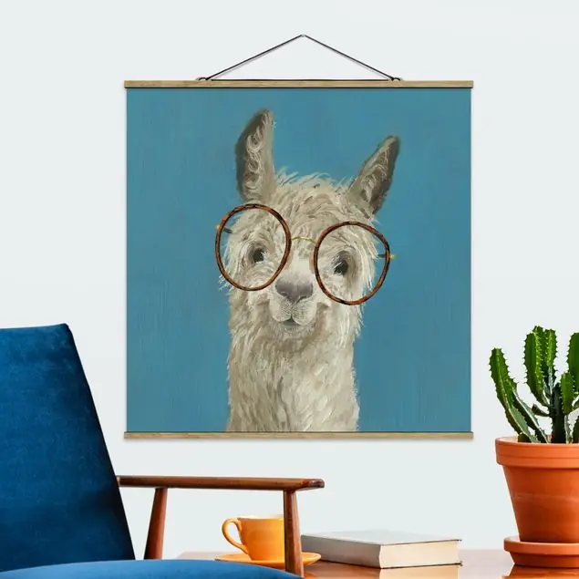 Neu Im Sortiment Lama mit Brille I Stoffbild - Quadrat