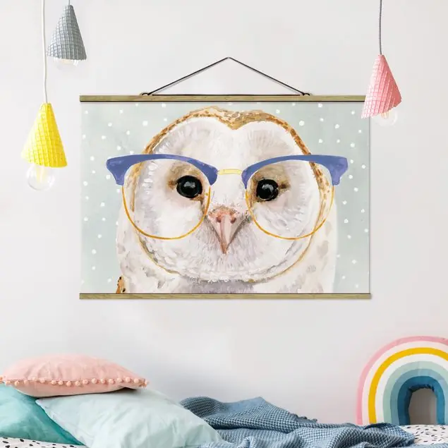 Expressversand Bebrillte Tiere - Eule Stoffbild - Querformat