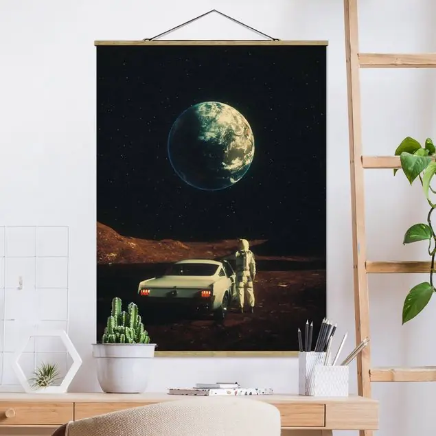 Retro Collage - Weit weg von Zuhause Stoffbild Nur Heute