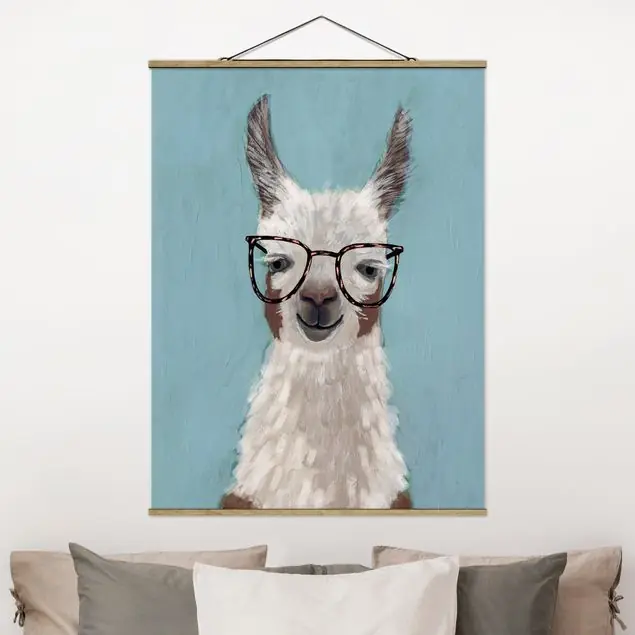 Top-Preis Lama mit Brille II Stoffbild - Hochformat