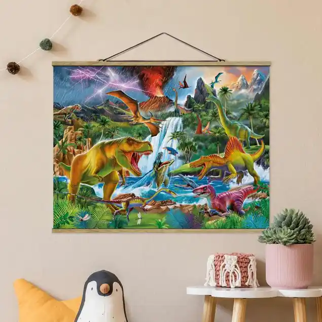 Kracherpreis Dinosaurier im Urzeitgewitter Stoffbild