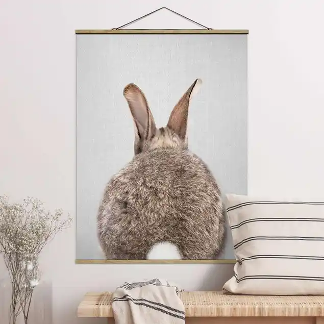 Hase von hinten Stoffbild Neu