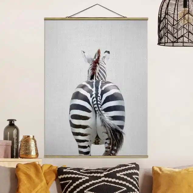Zebra von hinten Stoffbild Online Kaufen