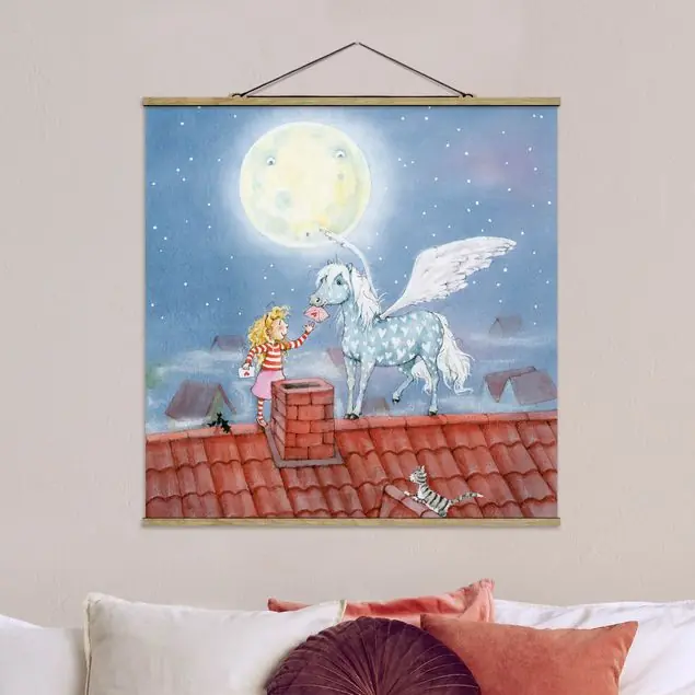 Super-Preis Maries Zauberpony Stoffbild - Quadrat