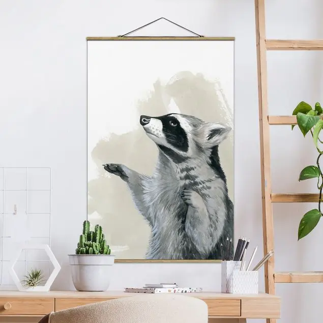 Jetzt Bestellen Waldfreunde - Waschbär Stoffbild - Hochformat