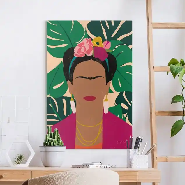 Rabatt Frida - Collage tropicale Leinwandbild – Canvas
