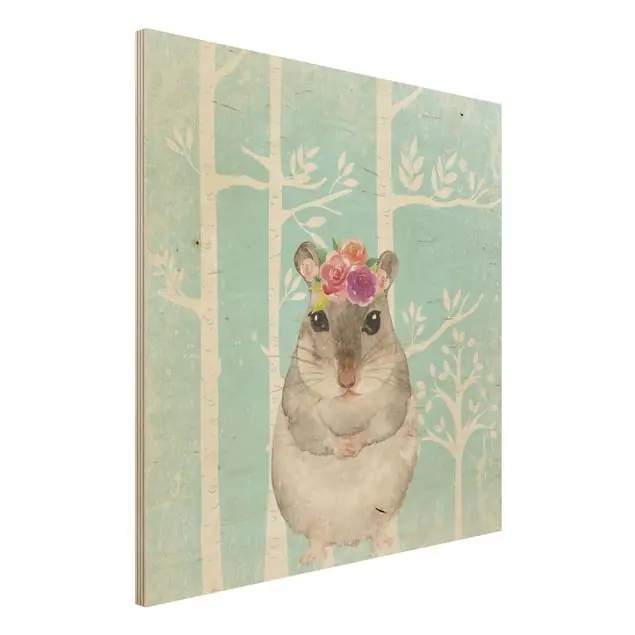 Meistverkauft Aquarell Hamster Türkis Holzbild