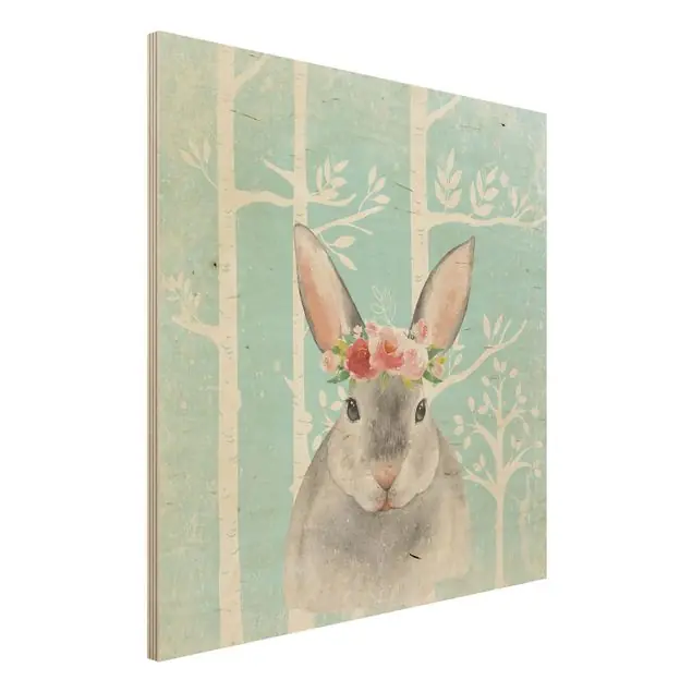 Aquarell Hase Türkis Holzbild Schneller Versand