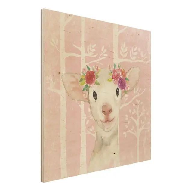 Aquarell Schaf Rosa Holzbild Mega-Angebot