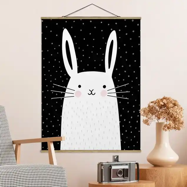 Preisreduziert Tierpark mit Mustern - Hase Stoffbild - Hochformat