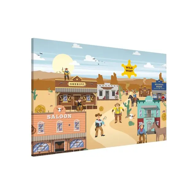 Wilder Westen - Vor dem Saloon Magnettafel Meistverkauft
