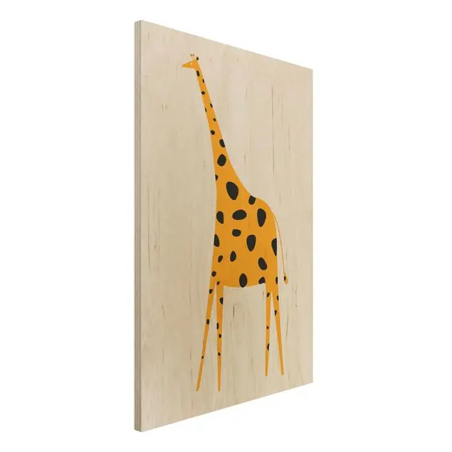 Gelbe Giraffe Holzbild Billig