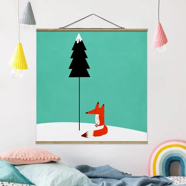 Fuchs unter der Tanne Stoffbild Sichere Zahlung