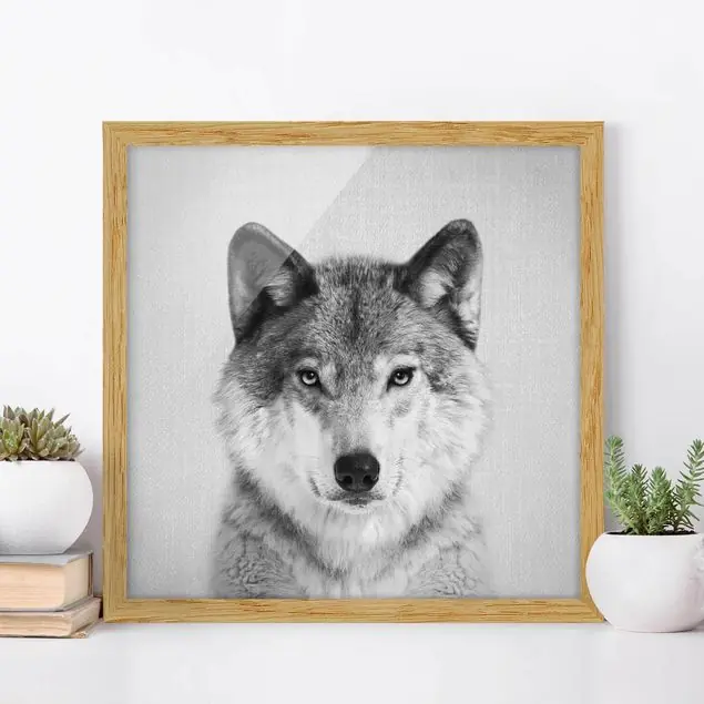 Kostenloser Versand Wolf Wendelin Schwarz Weiß Bild mit Rahmen