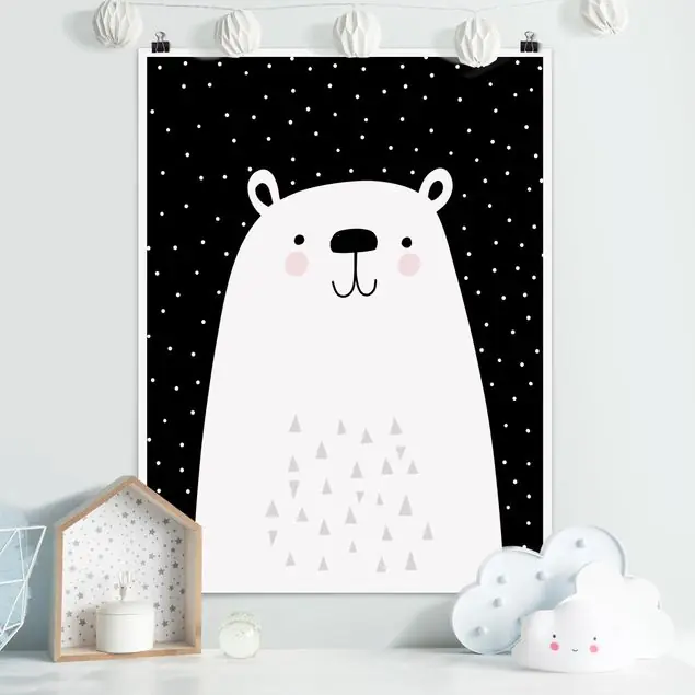 Tierpark mit Mustern - Eisbär Poster - Hochformat Nur Für Kurze Zeit