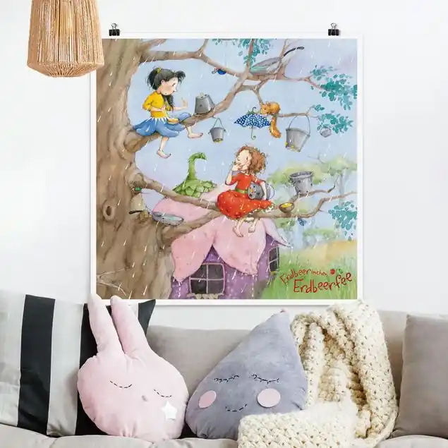 Erdbeerinchen Erdbeerfee - Es regnet Poster - Quadrat Sofort Bestellen