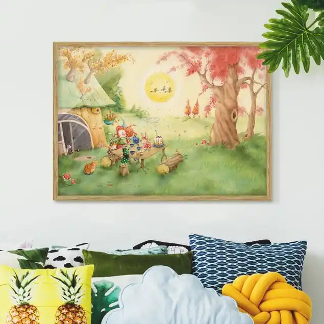 Frida frühstückt Bild mit Rahmen - Querformat Highlight