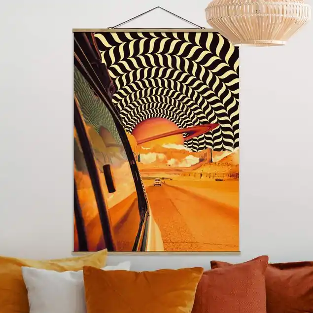 Retro Collage - Der beste Roadtrip I Stoffbild Garantierte Lieferung