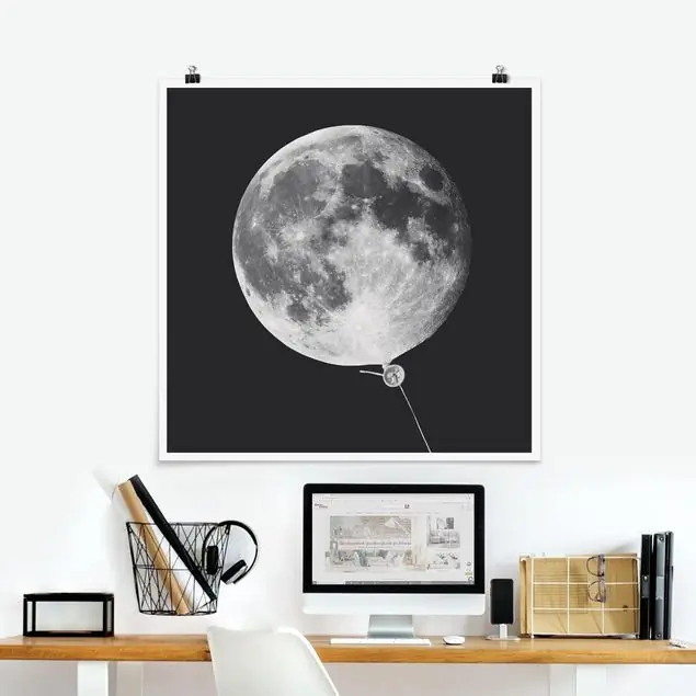 Neue Ware Luftballon mit Mond Poster - Quadrat
