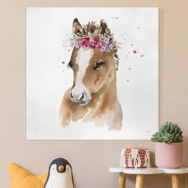 Florales Pony Leinwandbild – Canvas Kracherpreis
