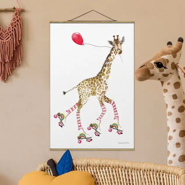 Ausverkauf Giraffe auf Freudenfahrt Stoffbild