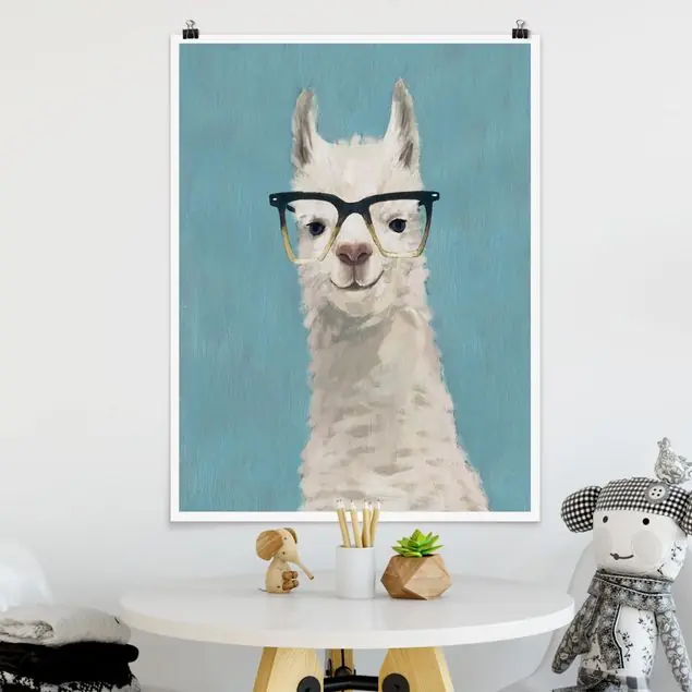 Lama mit Brille IV Poster - Hochformat Garantierte Lieferung