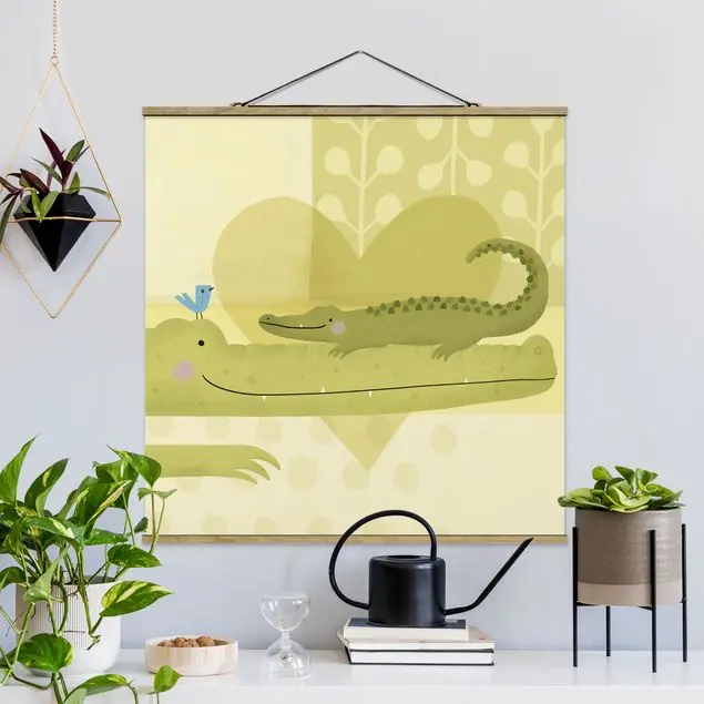 Begrenztes Angebot Mama und ich - Krokodile Stoffbild - Quadrat