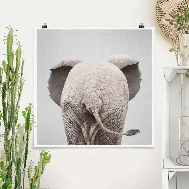 Baby Elefant von hinten Poster Top-Preis