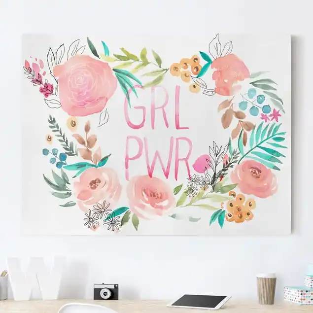 Bestseller Rosa Blüten - Girl Power Leinwandbild – Canvas