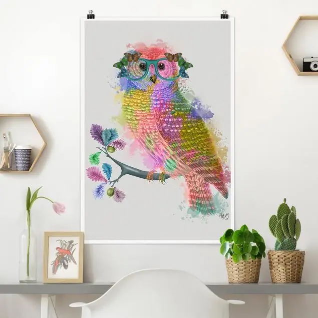 Regenbogen Splash Eule Poster - Hochformat Top-Preis