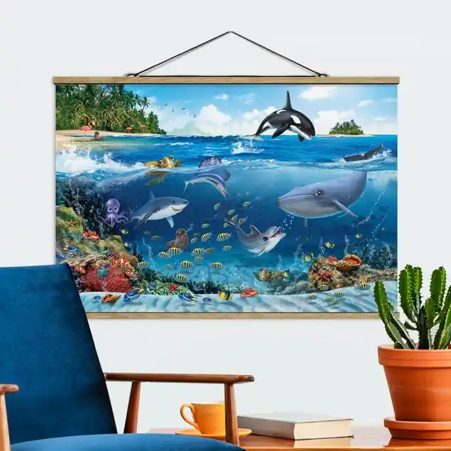 Must-Have Animal Club International - Unterwasserwelt mit Tieren Stoffbild - Querformat
