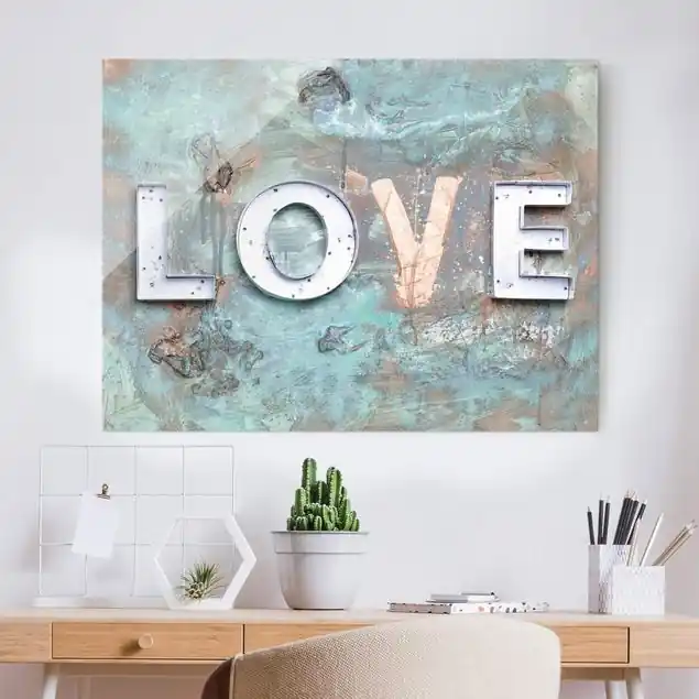 Streetart Love Glasbild Direktkauf