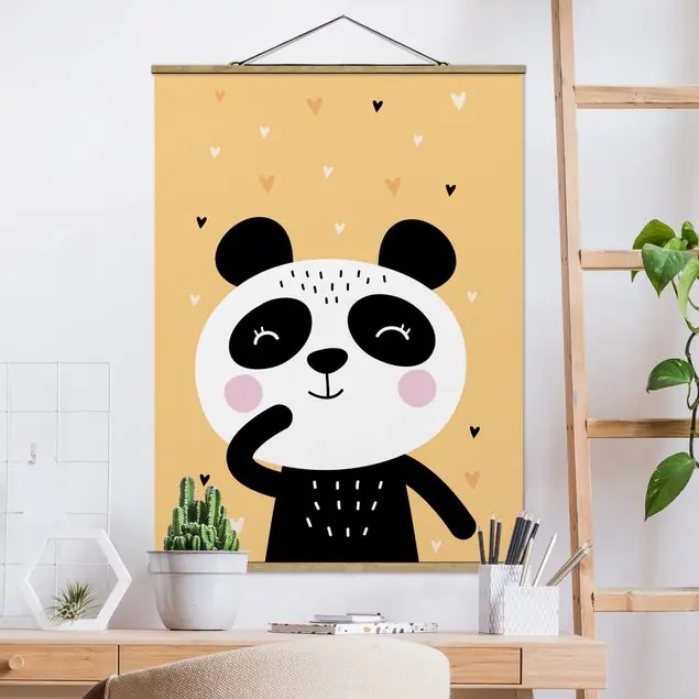 Der glückliche Panda Stoffbild - Hochformat Beliebt