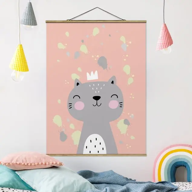 Billig Freche Katze Stoffbild - Hochformat