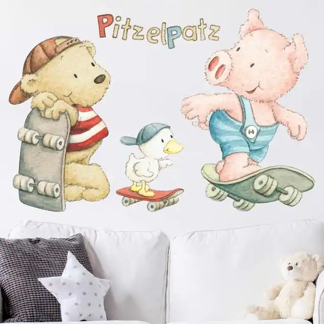 Begrenztes Angebot Steinbeck - Pitzelpatz und seine Freunde skaten Wandtattoo