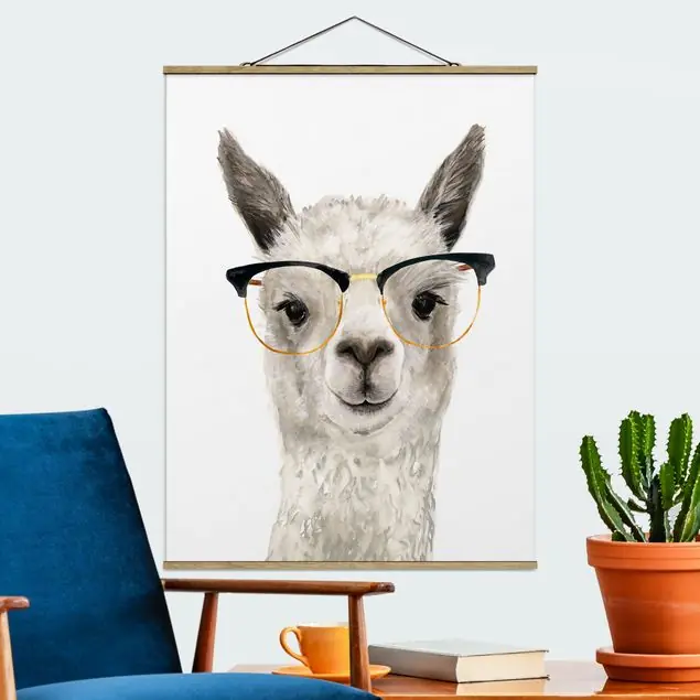 Jetzt Bestellen Hippes Lama mit Brille I Stoffbild - Hochformat