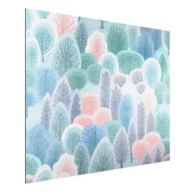 Glücklicher Wald in Pastell Alu-Dibond Bild Kostenfreie Lieferung