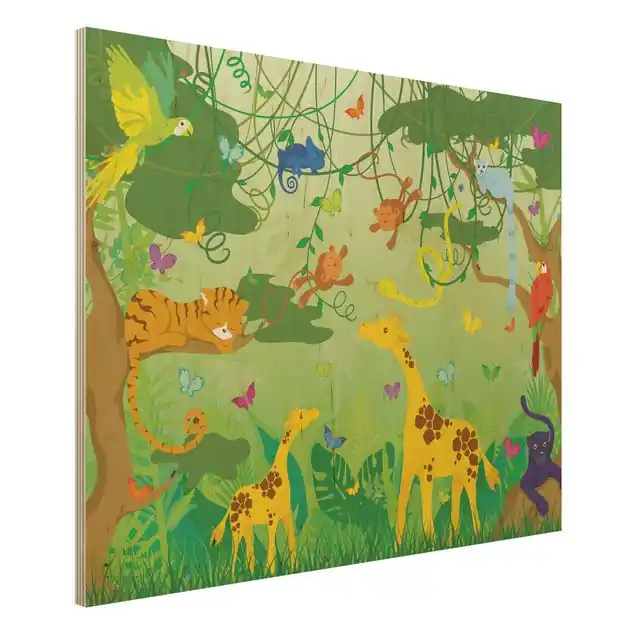 No.IS87 Dschungelspiel Holzbild - Querformat 4:3 Expressversand