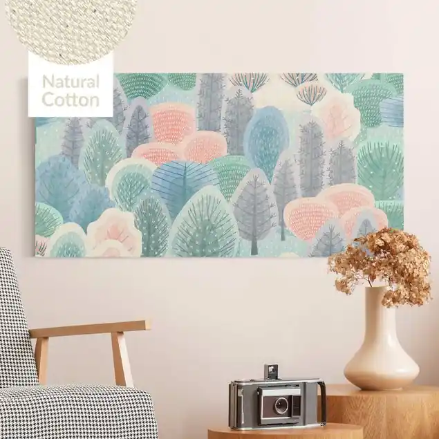 Glücklicher Wald in Pastell Leinwandbild auf Canvas Natural Letzte Chance
