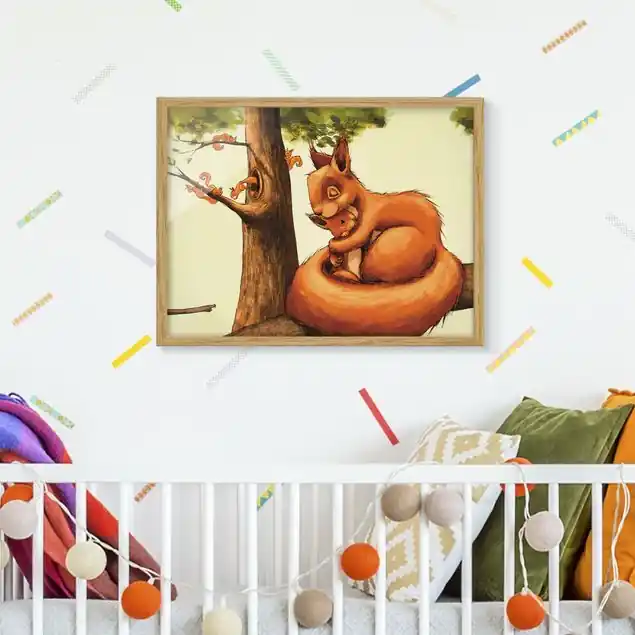 Einhörnchen Mama Bild mit Rahmen - Querformat Sonderaktion
